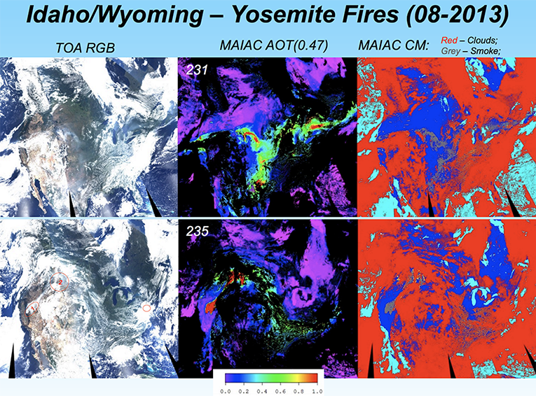 sample thumbnail of MAIAC results over yosemite fires